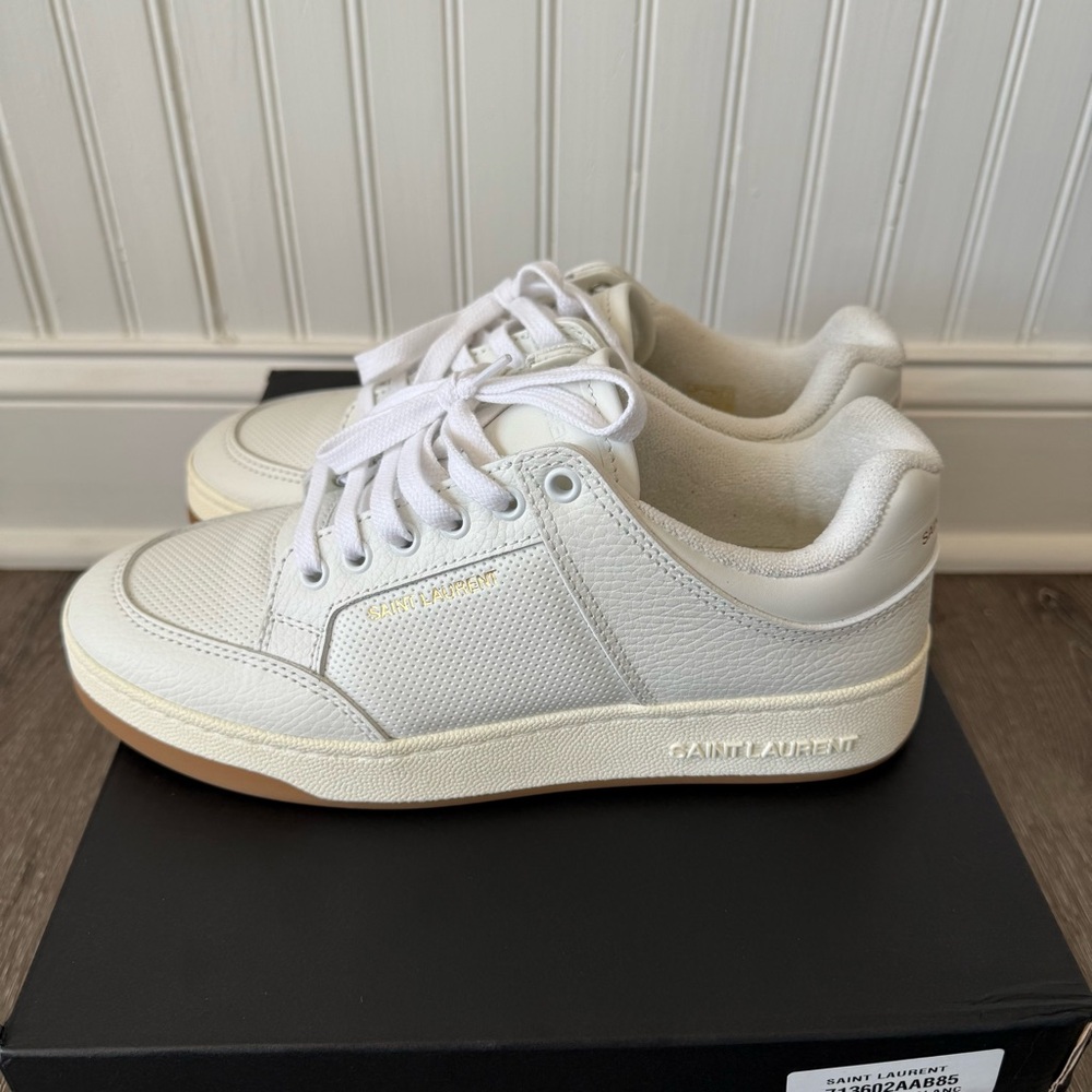 Saint Laurent YSL SL/61 lace-up white leather sneakers EU39.5, US9 - Picture 9 of 13